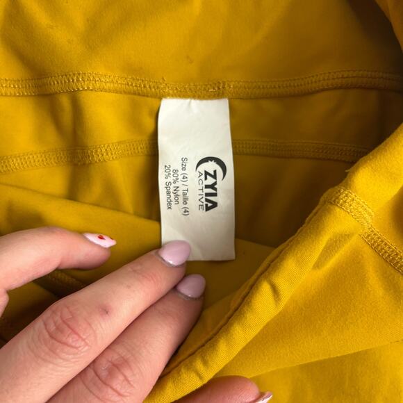 ZYIA Active Mustard Yellow Mesh Alive Mid Rise 7/8 24” Cropped Leggings Size 4 - Picture 5 of 6